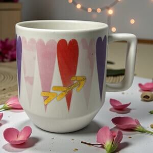 Starbucks Valentines Mug 2016 Watercolor Hearts 12oz Ceramic Coffee Cup EUC